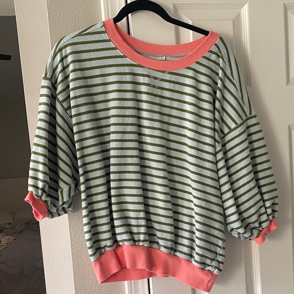 Pilcro Pink and Green Striped Top